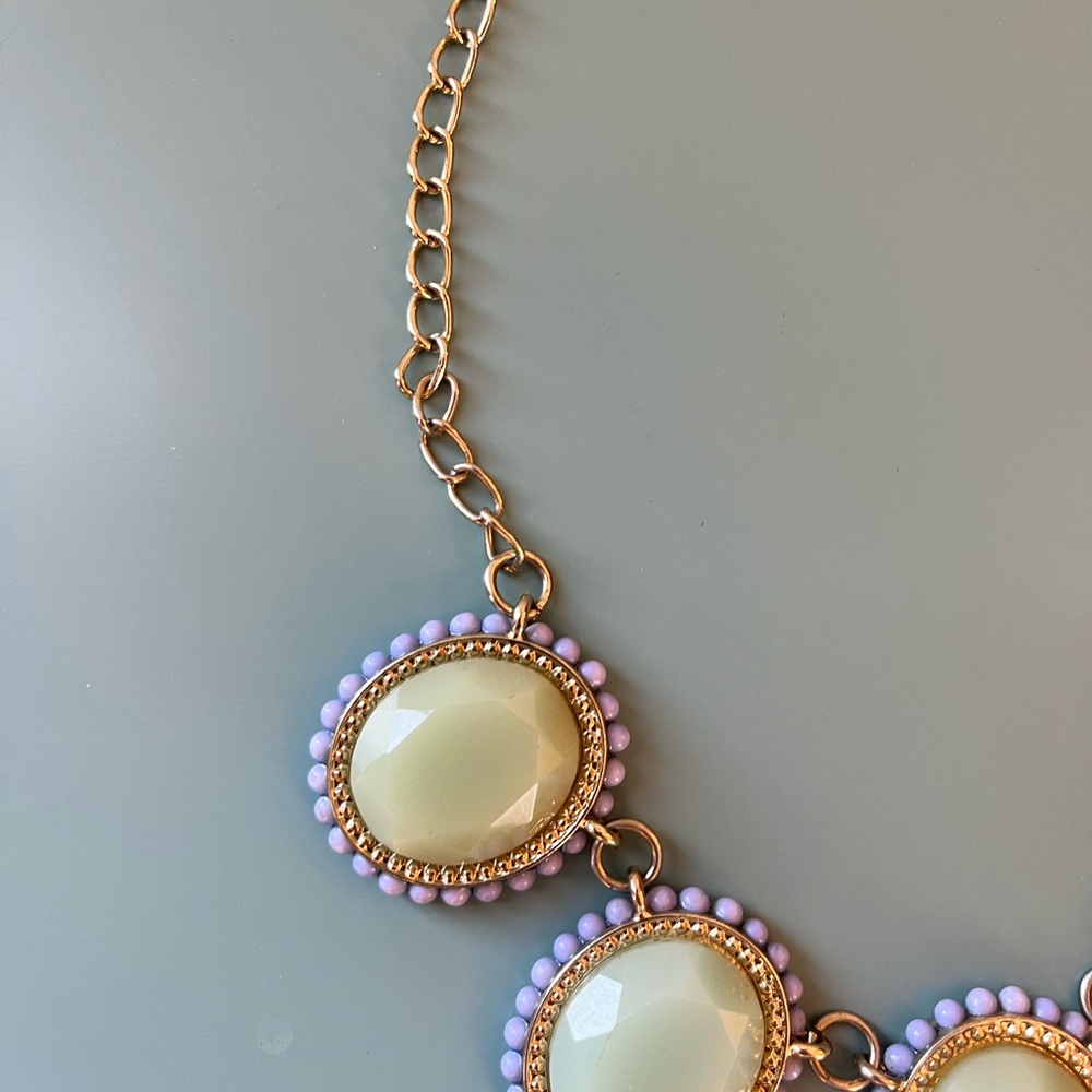 Francescas Statement Necklace- turquoise Stones with gold & lavender accents - Picture 2 of 14